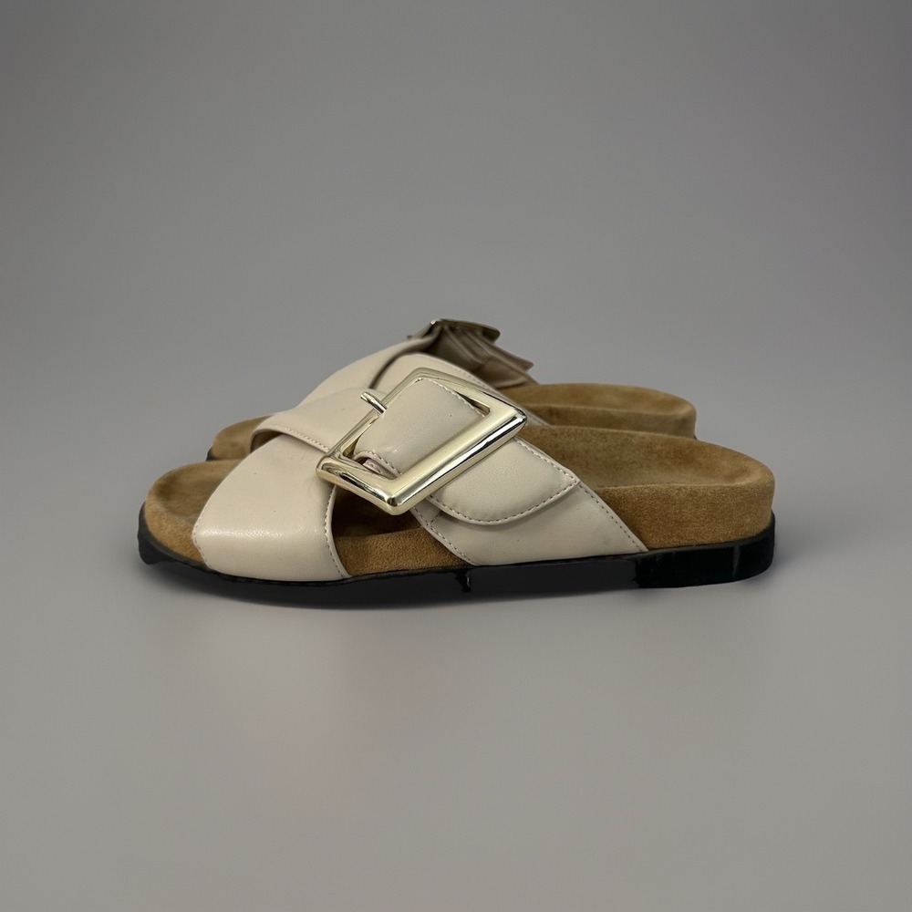 Philip Hog Big Buckle Crossover Sandals Cork Footbed Womens 38 (US 7-7.5) Spain